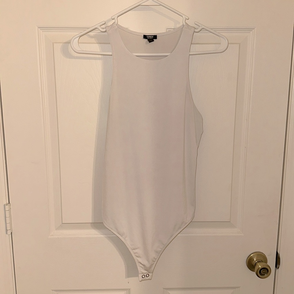 Express white, high neck thong bodysuit size Small